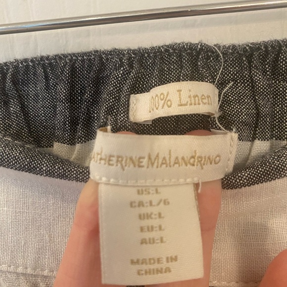 Catherine Malandrino Womens 100% Linen Striped Palazzo Pants - Picture 6 of 6